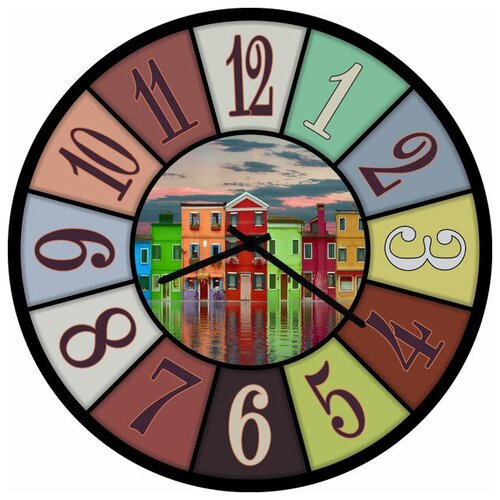 фото Svs настенные часы svs 3002770 яркие дома в яркой рамке