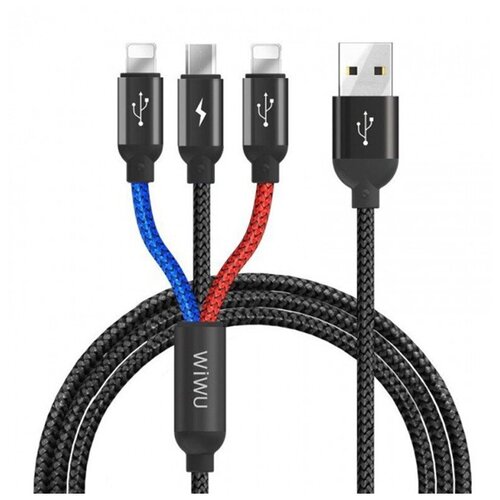 Аксессуар Wiwu YZ-100 Atom 3 in 1 USB - 2x Lightning / MicroUSB 13168 mass micro usb data cable 3 1a