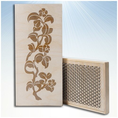 фото Доска садху / доска с гвоздями / доска для йоги / растения цветы - 1302, черная чакра