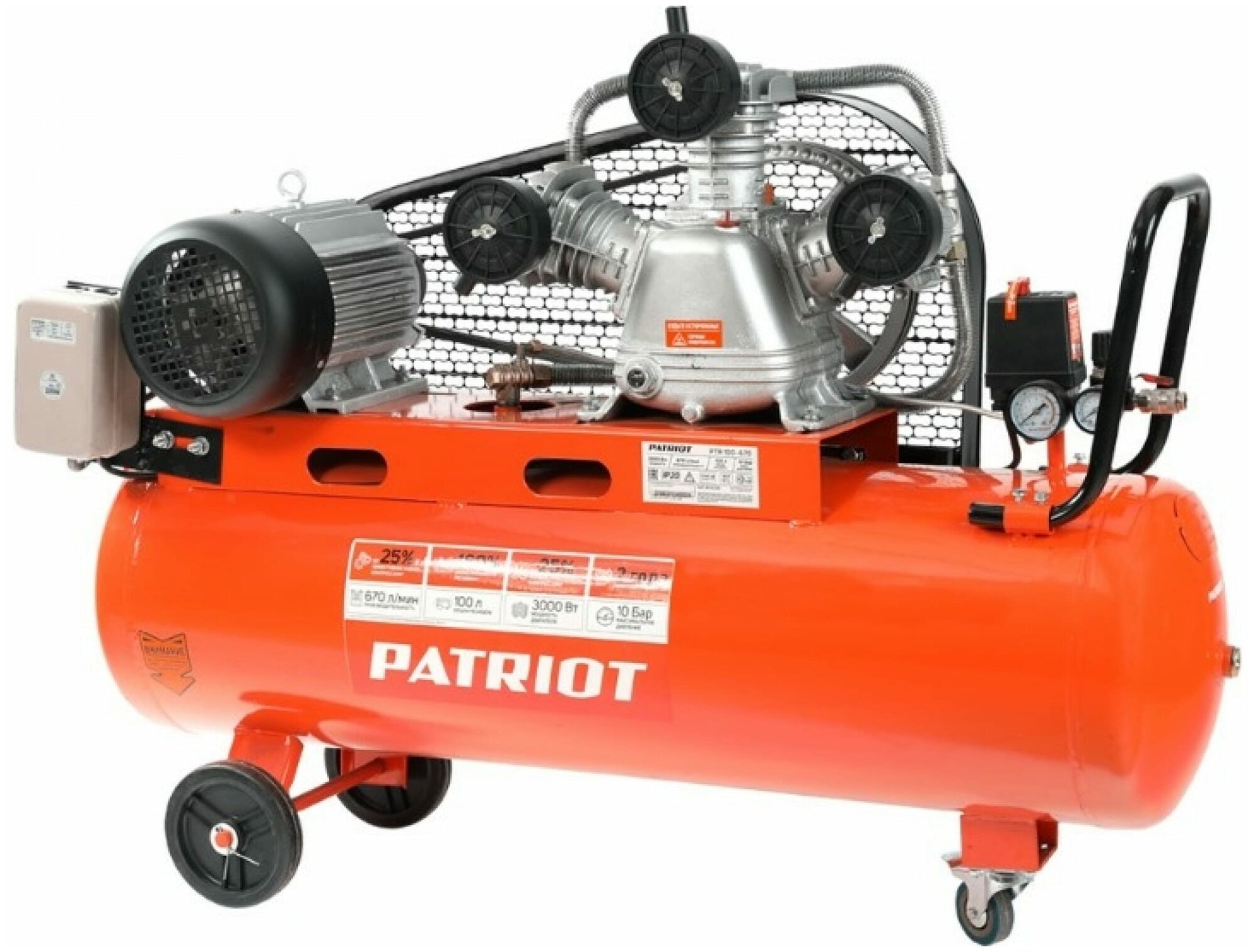 Компрессор масляный PATRIOT PTR 100-670 100 л 3 кВт