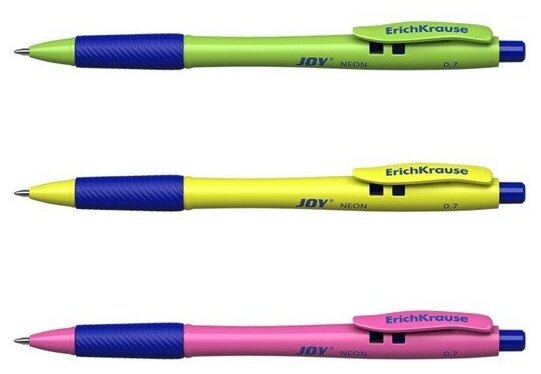 Ручка шариковая автоматическая Erich Krause Ultra Glide Technology Joy Neon 3 шт. - фото №2