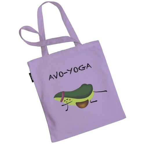 фото Сумка шоппер joyarty "авокадо на йоге", ткань под лен, 35x37x7 см