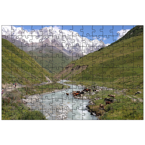 фото Магнитный пазл 27x18см."природа, грузия, река" на холодильник lotsprints