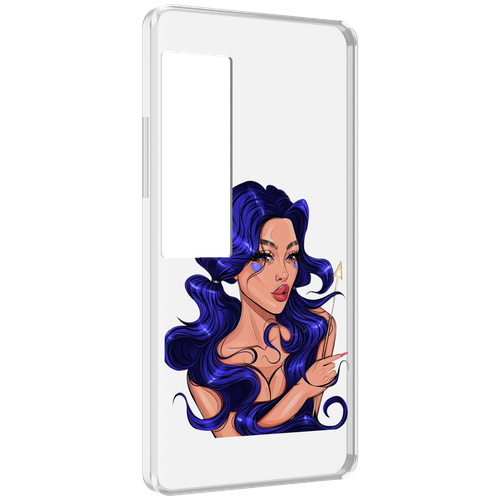 Чехол MyPads красивая-девушка-с-синими-волосами женский для Meizu Pro 7 Plus задняя-панель-накладка-бампер