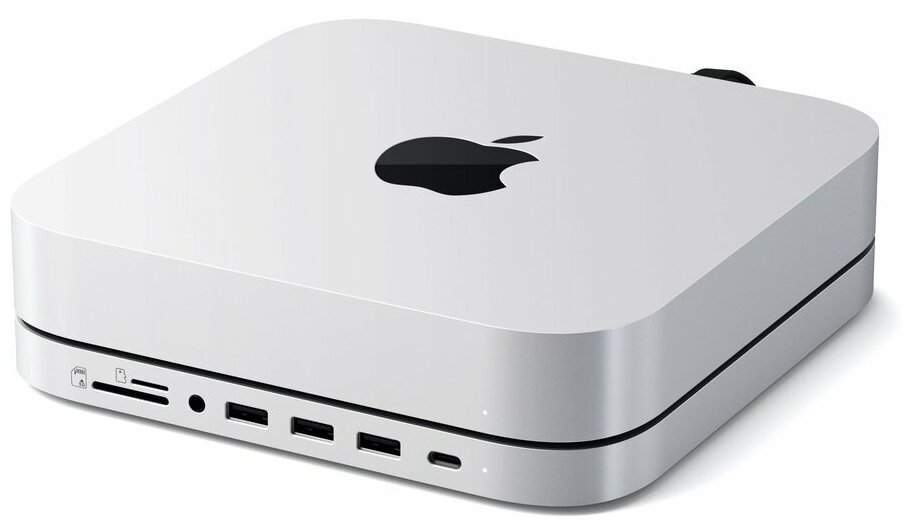 Хаб Satechi Stand & Hub USB-C / 3 x USB-A / Micro/SD / 3.5mm для Mac Mini (M1, 2020) серебристый (ST-MMSHS)