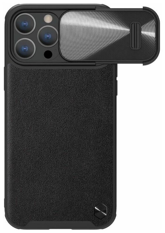 Чехол Nillkin на телефон Айфон 14 Pro Max MagSafe, кожаный, с защитой камеры, черный