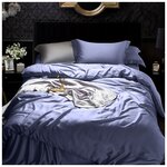 Комплект постельного белья MariaG Home Синий Тенсель Люкс 300TC, Евро Макси, 2 наволочки 50*70 - изображение