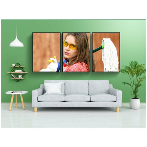 фото Набор модулных постеров для интерьера "девочка, очки защитные, швабра" 60x90 см. в тубусе, без рамки lotsprints