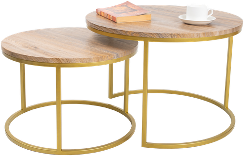 Журнальный столик Castle золото , дуб натуральный 60х60х41 см.