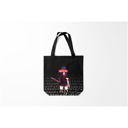 фото Сумка-шоппер / 40х40 см / аниме / senpai anime сенпай героиня с катаной katana burnettie
