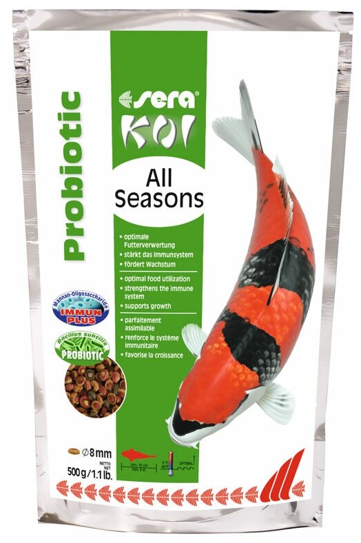 Корм для прудовых рыб Sera Koi All Seasons, всесезонный, от 15 см, 500 гр - фотография № 3