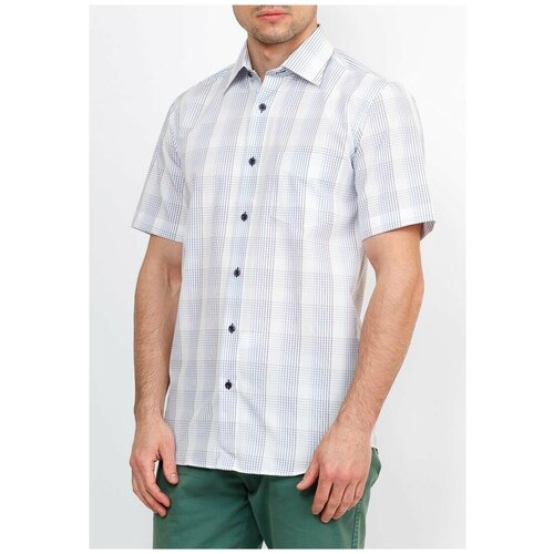 Рубашка мужская короткий рукав GREG Gb125/309/641/ZV/1, Приталенный силуэт / Slim fit, цвет Белый, рост 174-184, размер ворота 39