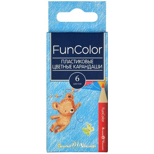 Карандаши BrunoVisconti, цветные укороченные, 6 цветов , FunColor, (пластиковый корпус), Арт. 30-0089, упаковка в ассортименте