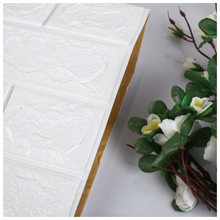 фото Самоклеящаяся ПВХ панель "Белый кирпич" 77*70*0,2 см