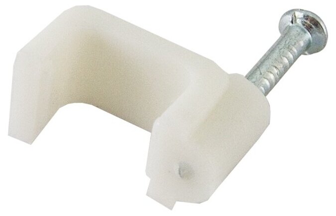 фото Скоба для эл. кабеля d 7мм IP30, плоская пластиковая (уп. 50 шт.)