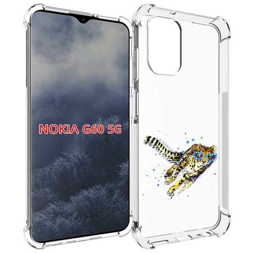 Чехол MyPads гепард в очках для Nokia G60 5G задняя-панель-накладка-бампер