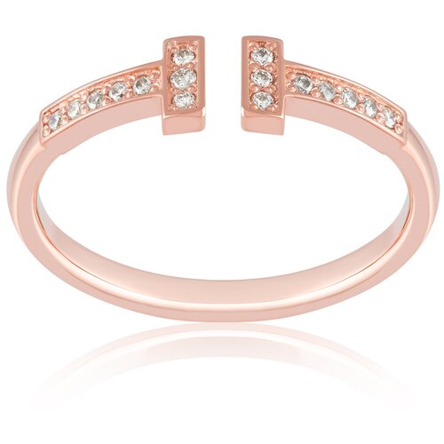 Кольцо из розового золота с натуральными 16-ю белыми бриллиантами CROES, размер 15.5