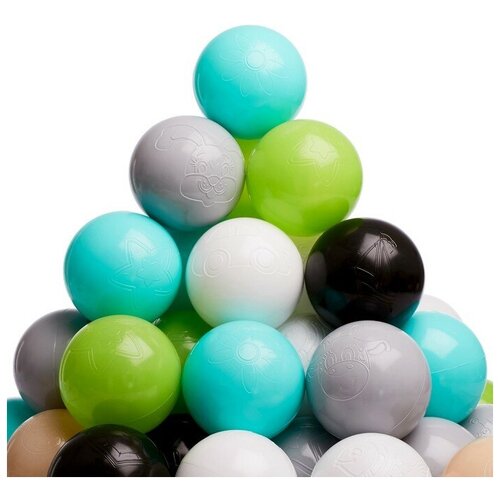 фото Набор шаров 150 шт, цвета: бирюзовый, серый, белый, чёрный, салатовый, бежевый, диаметр 7,5 см qwen