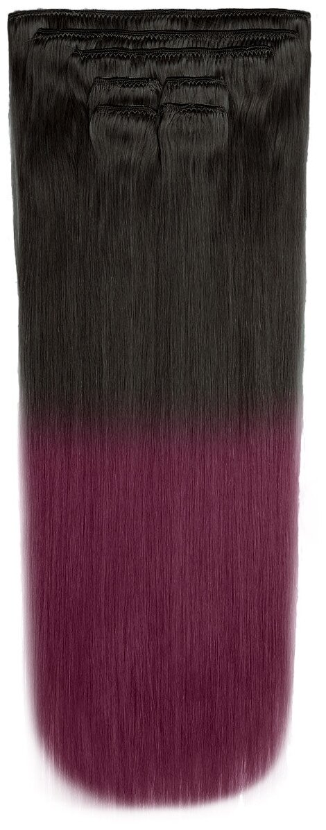 Hairshop Волосы на заколках 1.0/ Burgundy SD 50 см омбре (110 г) (Черный/Бордовый)