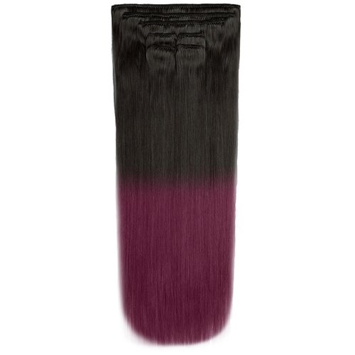 Hairshop Волосы на заколках 1.0/ Burgundy SD 50 см омбре (110 г) (Черный/Бордовый)