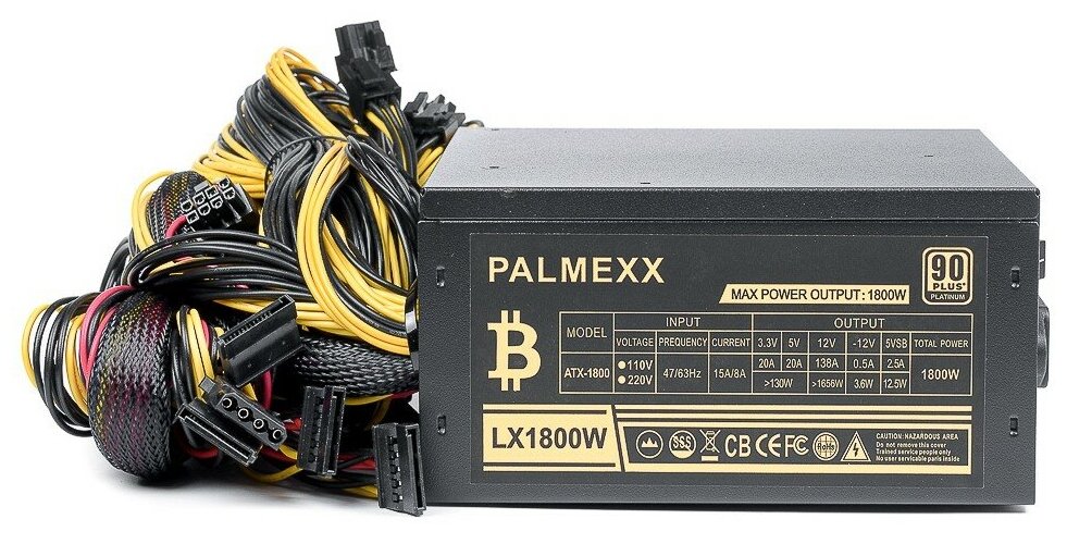 Блок питания для майнинга PALMEXX ATX 1800W 90PLUS Platinum ATX-1800 Palmexx PX/LX1800W