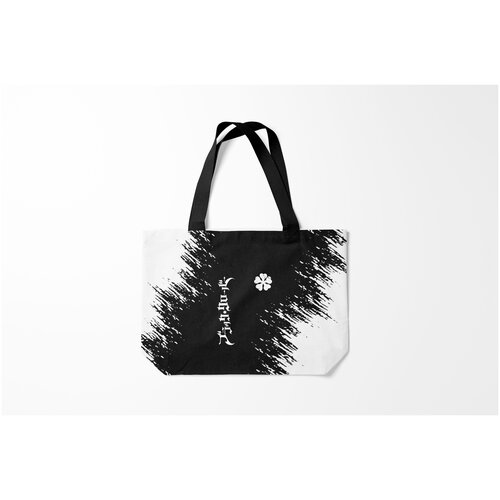 фото Сумка-шоппер / 46х35 см / аниме / черный клевер белый логотип на черном burnettie