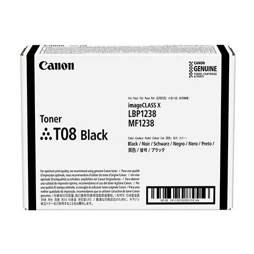 Картридж лазерный Canon T08BK 3010C006 черный (11000стр.) для Canon Canon i-SENSYS X 1238i, 1238iF, 1238P, 1238Pr canon тонер картридж оригинальный canon t08 bk 3010c006 черный 11k