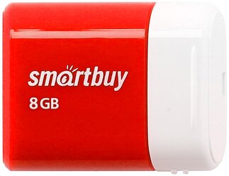 Флешка Smartbuy Lara, 8 Гб, USB2.0, чт до 25 Мб/с, зап до 15 Мб/с, красная