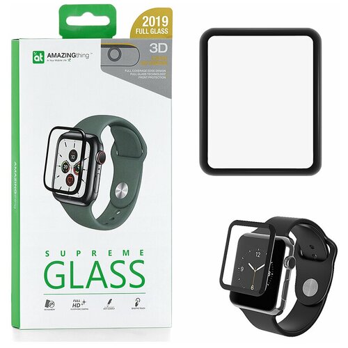 Защитное стекло для Apple Watch 40mm Amazingthing SupremeGlass Hot Bending 3D Black 0.3mm