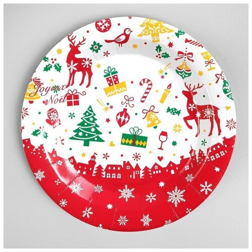 фото Страна карнавалия тарелка бумажная «новогодний город», набор 6 шт.
