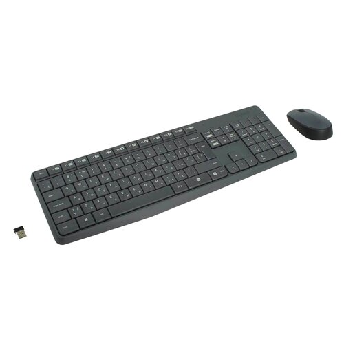 Комплект клавиатура + мышь Logitech MK235 Wireless Keyboard and Mouse, серый, английская/русская комплект клавиатура мышь logitech mk235 wireless keyboard and mouse серый qwerty