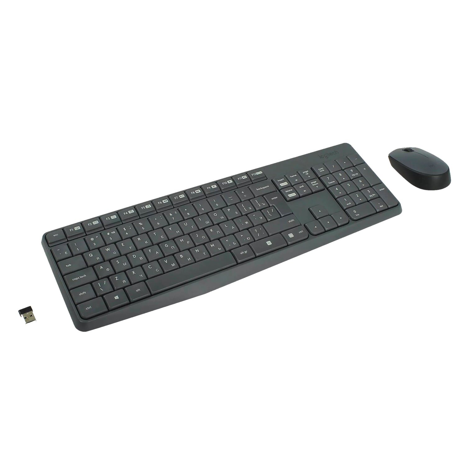 Комплект клавиатура + мышь Logitech MK235 Wireless Keyboard and Mouse, серый