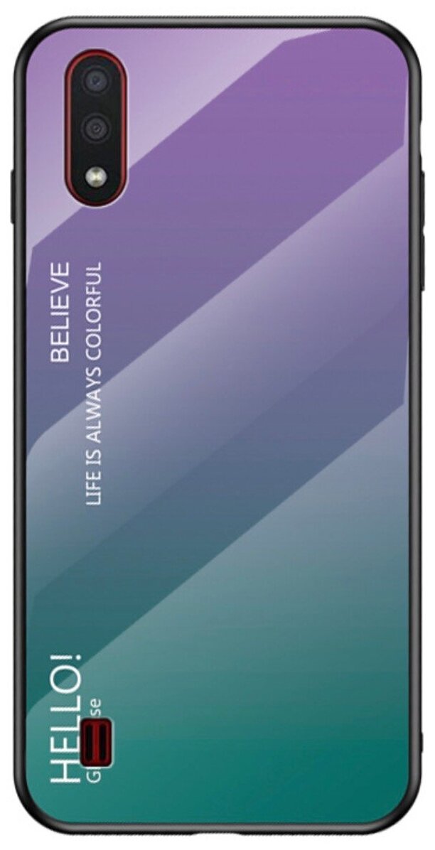 Чехол-бампер силиконовый для Samsung Galaxy M11 SM-115F (2020) с закаленным стеклом на заднюю крышку телефона «тематика Градиент» зеленый
