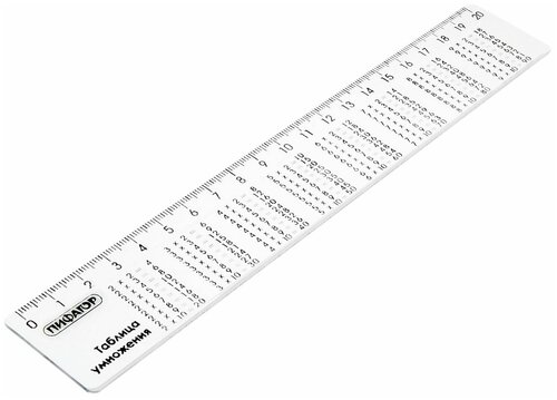Пифагор Линейка пластик 20 см, пифагор, справочная, таблица умножения, 210616, 40 шт.