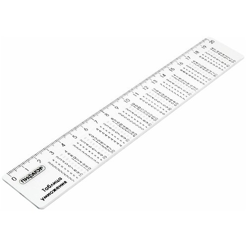 Линейка пластик 20 см, пифагор, справочная, таблица умножения, 210616