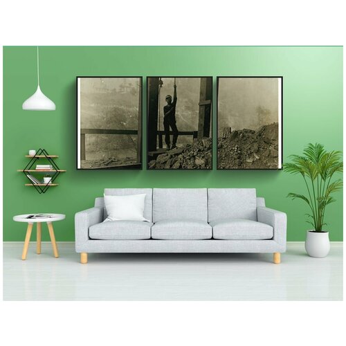 фото Набор модулных постеров для интерьера "детский труд, исторический, люди" 60x90 см. в тубусе, без рамки lotsprints