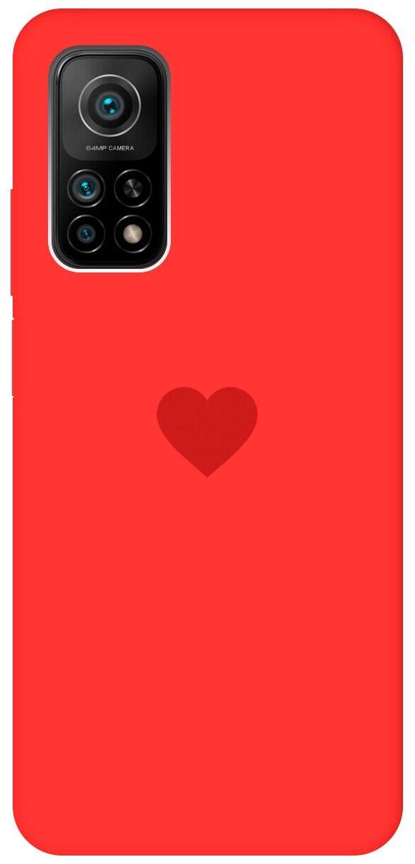 Силиконовая чехол-накладка Silky Touch для Xiaomi Mi 10T / Mi 10T Pro с принтом "Heart" красная
