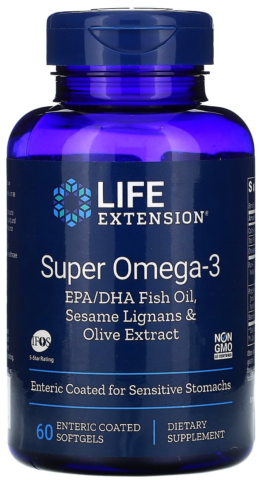 Капсулы Life Extension Super Omega-3 EPA/DHA with Sesame Lignans & Olive Extract, 200 г, 60 шт.