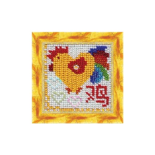 Набор для вышивания вышивальная мозаика арт. 215ЗД Сердечный Петушок 6,5х6,5см