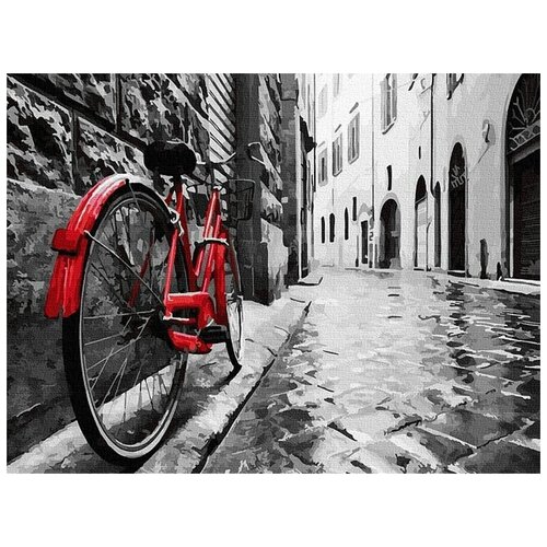 фото Картина по номерам 40х50 красный велосипед в старом городе (23 цвета) - kh0929 molly