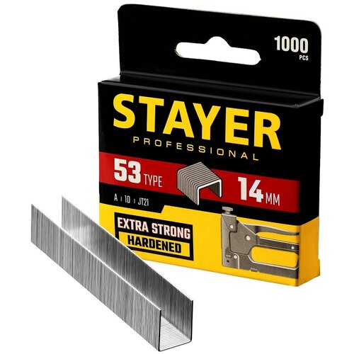 Скобы для степлера Stayer, 14 мм, тонкие, тип 53, 1000 штук