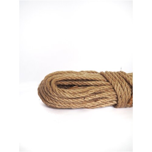 Канат джутовый (верёвка) для рукоделия, вязания когтеточки 6 мм 100 метров. Нить, пряжа, Бечевка