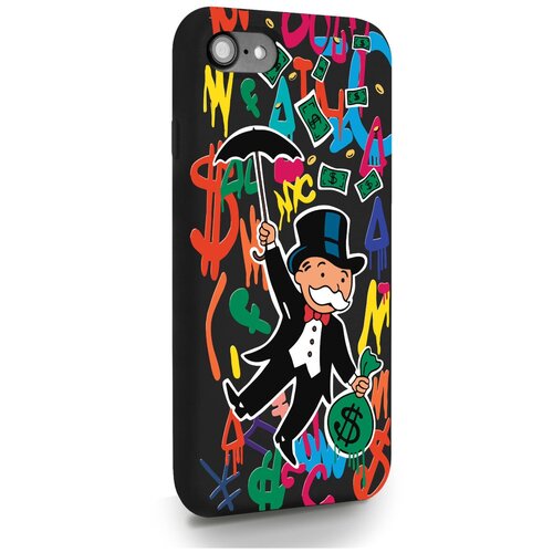 фото Черный силиконовый чехол musthavecase для iphone 7/8/se2020 rich uncle pennybags/богатенький дядюшка толстосум для айфон 7/8/се2020 противоударный