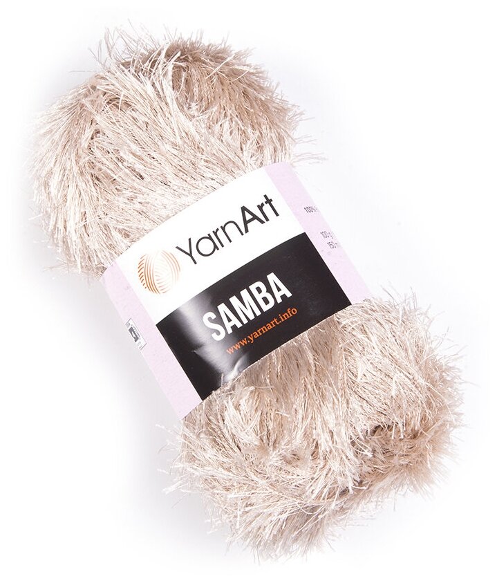 Пряжа для вязания YarnArt Samba (ЯрнАрт Самба) - 2 мотка 04 бежевый, травка, фантазийная для игрушек 100% полиэстер 150м/100г
