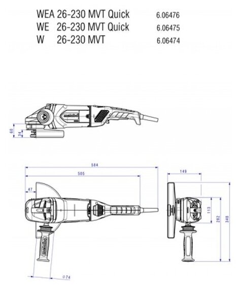 Шлифмашина Metabo WEA 26-230 MVT Quick 2600Вт 606476000 . - фотография № 6