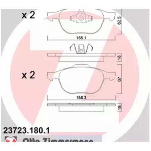 Колодки Тормозные Дисковые К-Т Ford, Mazda, Volvo Zimmermann арт. 23723.180.1