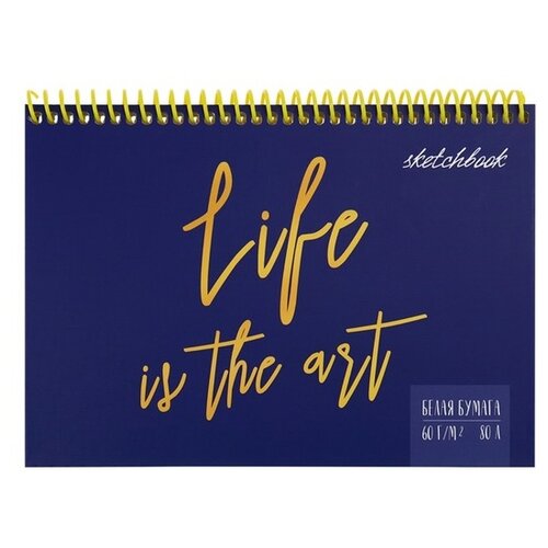 Скетчбук А5 Life is the art (7БЦ, спираль, мат лам+лён, 80л, 60г, офсет) С80-2712