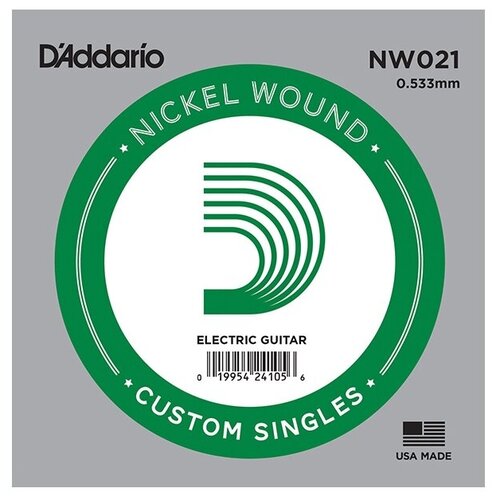 NW021 Nickel Wound Отдельная струна для электрогитары, .021, D'Addario