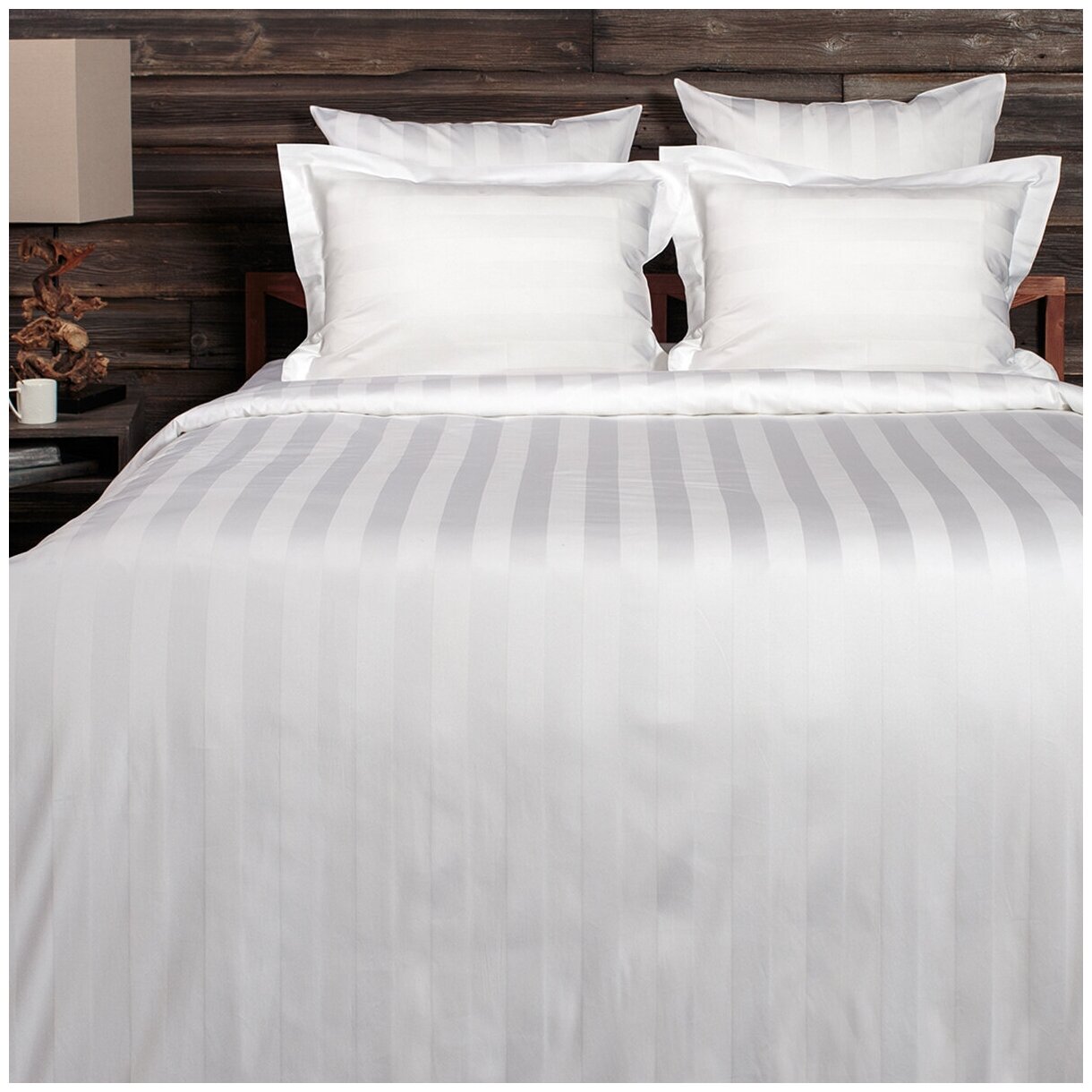 Комплект постельного белья La Prima постельное бельё мако-сатин белоснежный, размер 2 спальный (175x215см)