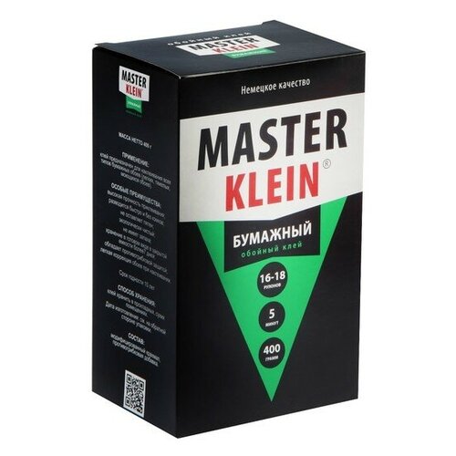 Клей обойный Master Klein, для бумажных обоев, 400 г master klein клей обойный master klein для флизелиновых обоев 200 г